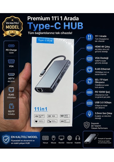 Lexroo Denshi 11'i 1 Arada Usb-c Hub Type-c Çoklayıcı