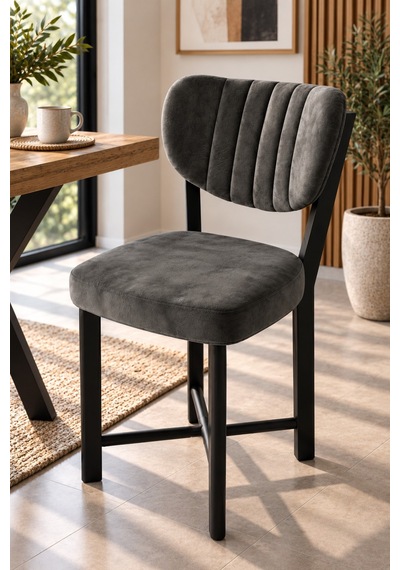 Sulorahome Kumaş Metal Modern Mutfak Sandalyesi Antrasit