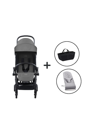 Babybjörn Bliss Ana Kucağı Petal Woven Grey & Bumprider Connect³ Bebek Arabası Black-grey & Yan Düzenleyici Çanta