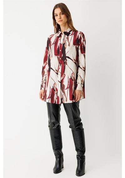 Esswaap Desenli Tunik Bordo Bordo