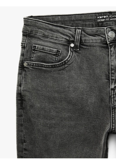 Koton Normal Bel Pamuklu Skinny Fit Jean Pantolon - Michael Jean Antrasit 6sam40114nd