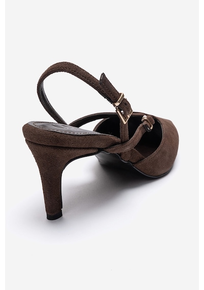 Luvishoes Armonıa Kahverengi Süet Bant Detaylı Kadın Topuklu Ayakkabı