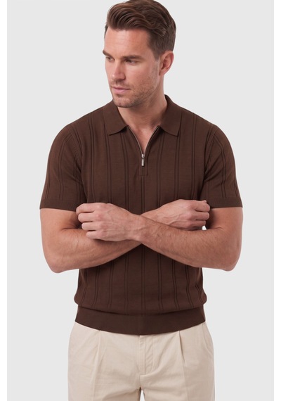 Deepsea Erkek Fermuarlı Polo Yaka Çizgi Dokulu Kahve Triko Tişört Regular Fit Yumuşak Dokulu 2608007 Kahverengi Deepsea Erkek Fermuarlı Polo Yaka Çizgi Dokulu Kahve Triko Tişört Regular Fit Yumuşak Dokulu 2608007 Kahverengi