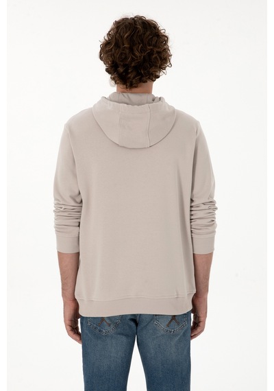 U.S. Polo Assn. Erkek Regular Fit Kapüşonlu Taş Sweatshirt 50313718-VR049