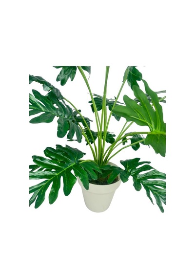 Yapay Ağaç Salon Bitkisi Syngonium 70 Cm 18 Yaprak Beyaz Saksıda