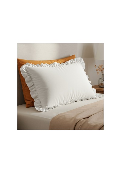 Fırfırlı Ranforce Kumaş Yastık Kılıfı 50 X 70 Beyaz - 719396431 Beyaz