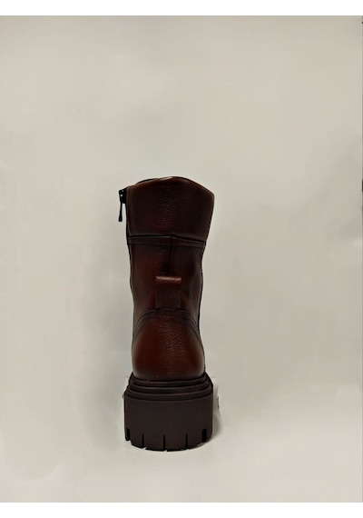 Castle Black Yldz-9233-1 Hakiki Deri Kadın Bot Taba