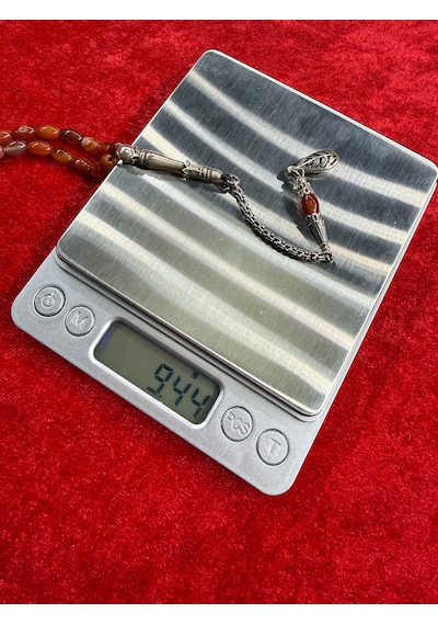 Yemen Akik Taşı Tesbih 6x9 Mm Yemen Akik Kütle Taş 197 Gram Set Takım Kırmızı