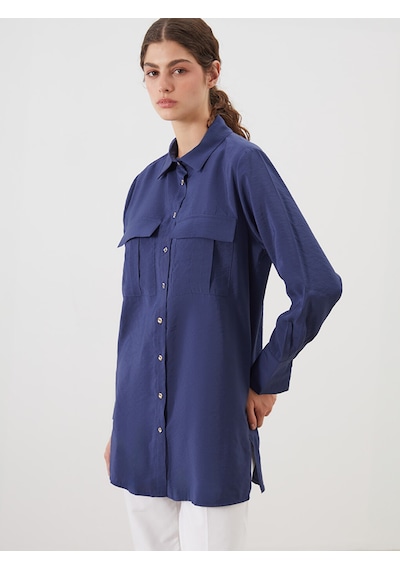 Lcw Modest Lacivert Modal Karışımlı Kadın Gömlek Tunik