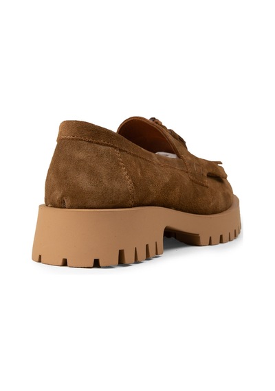 Deery Kadın Hakiki Süet Taba Renkli Püsküllü Loafer - 02033ztbac01