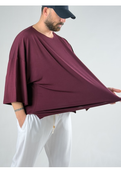 Cocopelli Fakir Kol Bordo Oversize Viscon T-shirt Coc3025