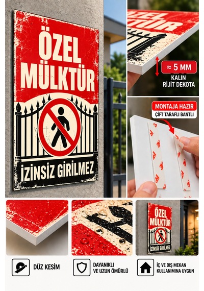 Özel Mülktür İzinsiz Girilmez Uyarı Levhası Retro Tasarım Dekoratif Güvenlik Tabelası Villa Bina Apartman İş Yeri 5 Mm Dekota Retro 2 Özel Mülktür İzinsiz Girilmez Uyarı Levhası Retro Tasarım Dekoratif Güvenlik Tabelası Villa Bina Apartman İş Yeri 5 Mm Dekota Retro 2