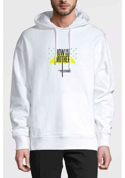 How I Met Your Mother City Baskılı Beyaz Erkek Kapşonlu Sweat