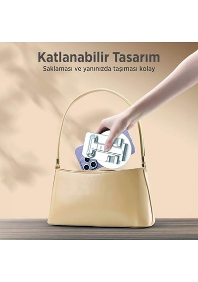 Katlanabilir 360 Derece Dönen Masaüstü Telefon Standı Beyaz