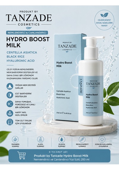 Produkt By Tanzade Hydro Boost Nemlendirici Yüz Sütü 250 Ml Centella Asiatica, Black Rice & Hyaluronic Acid