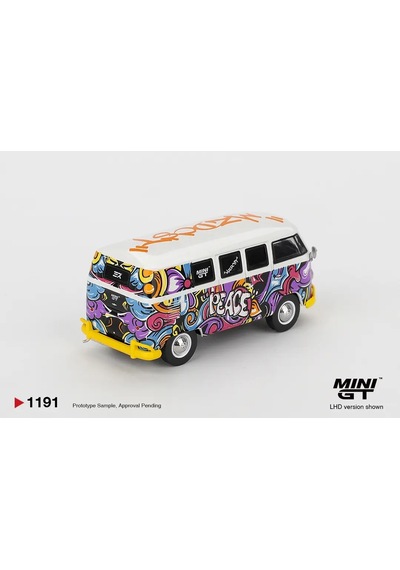 Mini Gt Volkswagen Type 2 T1 Bus Peace Graffiti 1:64 Model Araba 1191 Beyaz