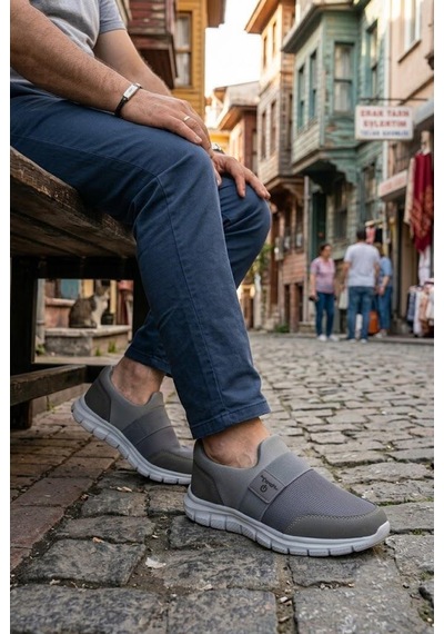 Fort 2023 Anatomik Rahat Esnek Bağcıksız Erkek Sneaker Ayakkabı Füme