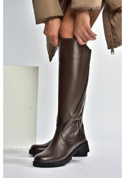 Fox Shoes V654082203 Kahverengi Hakiki Deri Kadın Çizme Kahverengi-hakiki Deri