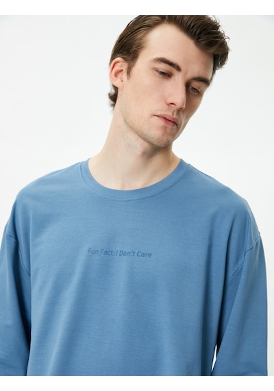 Koton Oversize Sweatshirt Bisiklet Yaka Slogan Baskılı Mavi 4wam70246mk Mavi Koton Oversize Sweatshirt Bisiklet Yaka Slogan Baskılı Mavi 4wam70246mk Mavi