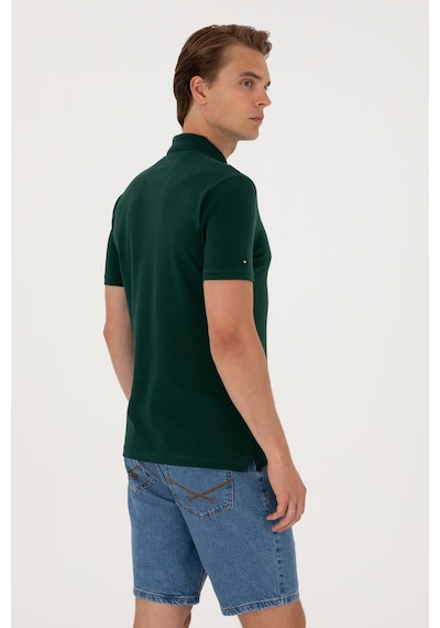 U.S. Polo Assn. Erkek Slim Fit Polo Yaka Koyu Yeşil Basic Tişört 50298041-VR079