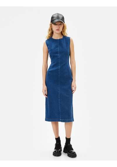 Koton Midi Kot Elbise Kolsuz Slim Fit Bisiklet Yaka Yırtmaç Detaylı Pamuklu Orta İndigo 4wal80004md İndigo Koton Midi Kot Elbise Kolsuz Slim Fit Bisiklet Yaka Yırtmaç Detaylı Pamuklu Orta İndigo 4wal80004md İndigo