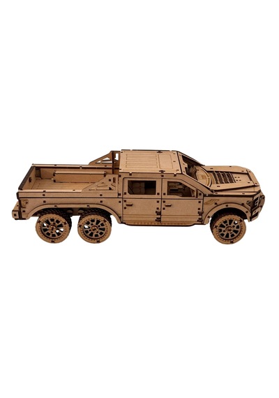 6x6 Pick-up Ahşap Maket Seti Dıy 3d Puzzle Açılabilir Kapılı Arazi Aracı Koleksiyoner Modeli 531 Parça