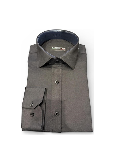 Plus Scorpion Erkek Beyaz Klasik Gömlek Slim Fit, Düz Model, Şık Ofis & Günlük Kombin Siyah