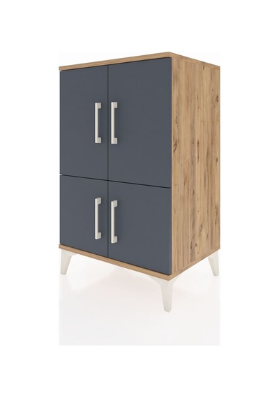 Hyperion Komodin 3 Raflı 4 Kapaklı 60x44x96 Çam-antrasit Çam