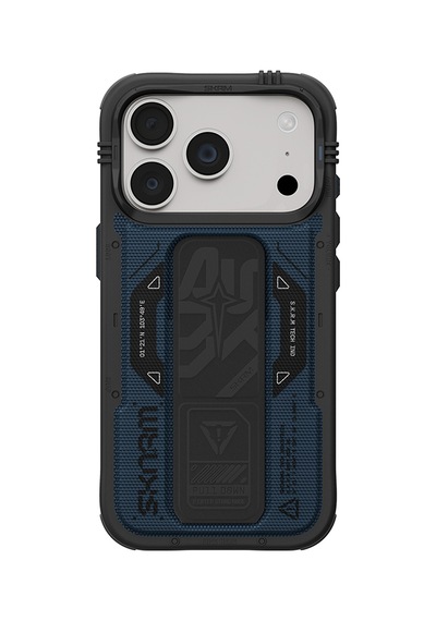 Apple Uyumlu iPhone 18 Pro Max Uyumlu Kılıf Skinarma M-safe Özellikli Airbag Tasarımlı Standlı Phantom Kapak Mavi