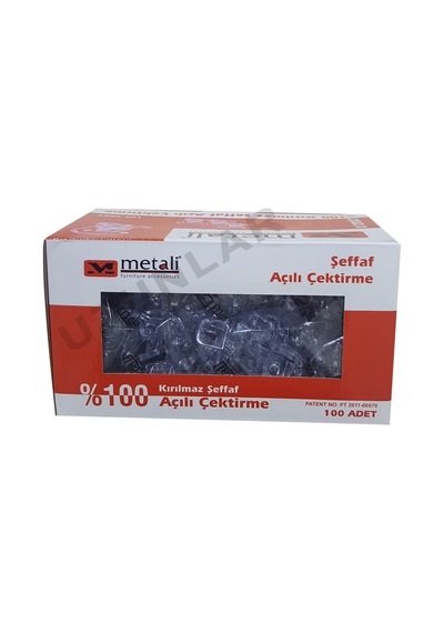 Açılı Çektirme Metali Şeffaf 100 Adetli Paket