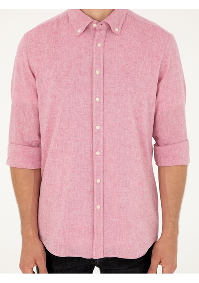 Cacharel Kırmızı Slim Fit Keten Karışımlı Gömlek Cacharel Kırmızı Slim Fit Keten Karışımlı Gömlek