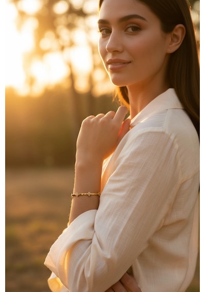 Altın Yonca Model Kelepçe Bilezik 01475734