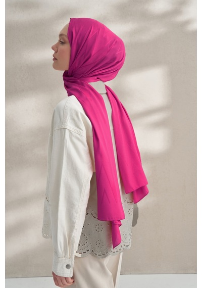 Armanda Krep Jakar Prizma Desen Şal - 70 X 190 Fuşya