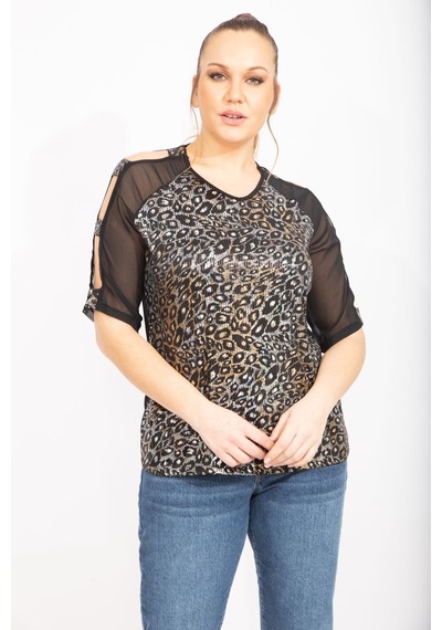 Şans Kadın Siyah Kolları Şifon Detaylı Bluz 65n35468-siyah Siyah