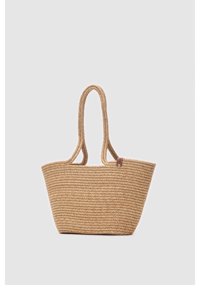 Shule Bags Dorena Handmade Hasır Omuz Çantası Vizon Vizon