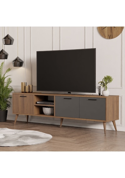 Mezza 1581 Exxen 180 Cm (AHŞAP AYAKLI) Tv Ünitesi Ürgüp - Antrasit Mezza 1581 Exxen 180 Cm (AHŞAP AYAKLI) Tv Ünitesi Ürgüp - Antrasit