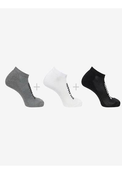 Salomon Lc208714 Everyday Low 3 Pack Çorap - Siyah Gri Beyaz-siyah Gri Beyaz Beyaz - Gri - Siyah