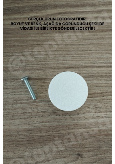 15 Adet - Beyaz Geniş Düğme Kulp - Modern Ve Şık Dolap, Gardırop, Şifonyer, Komodin Ve Çekmece Kulpu Vida Dahil Sarı