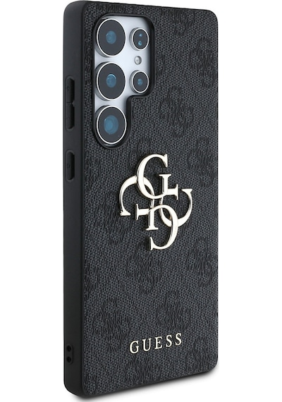 Galaxy Uyumlu S25 Ultra Kılıf Guess Lisanslı Pu Deri 4g Desenli Metal Büyük 4g Ve Yazı Logolu Kapak Siyah