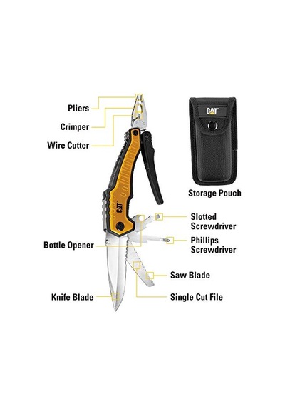 Da980045 9 In 1 Çok Fonksiyonlu Katlanabilir 27cm Paslanmaz Çelik Sarı Kamp Çakısı Bıçağı + Taşıma Kılıfı