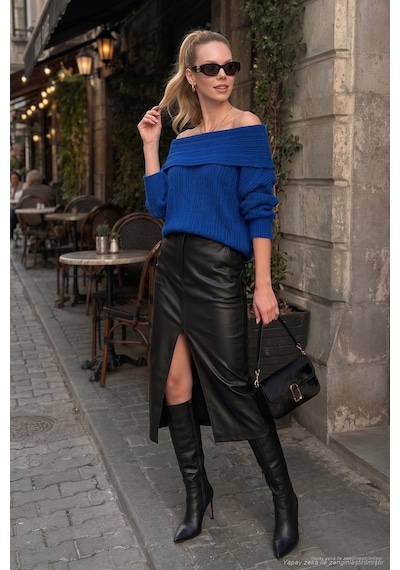 Lela Oversize Fit Madonna Yaka Triko Bayan Kazak 4615216 Saks