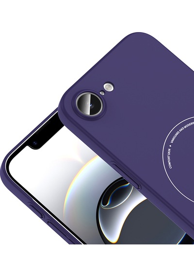 Maks Technology iPhone Uyumlu 16e Kılıf M-safe Şarj Özellikli Kamera Korumalı Mkst Elio Sert Pc Kapak - Derin Mor