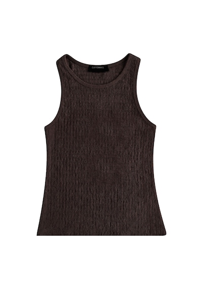 Cottonhıll Premium - Tide Collection Kahverengi Bisiklet Yaka Bürümcük Dokulu Kolsuz Kadın Crop Bluz Cottonhıll Premium - Tide Collection Kahverengi Bisiklet Yaka Bürümcük Dokulu Kolsuz Kadın Crop Bluz