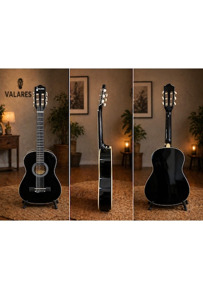 Valares Qcg3024 36 3/4 Klasik Gitar Çocuklar İçin İdeal Yumuşak Tını Kolay Çalım Çanta Ve Pena Hediye Siyah