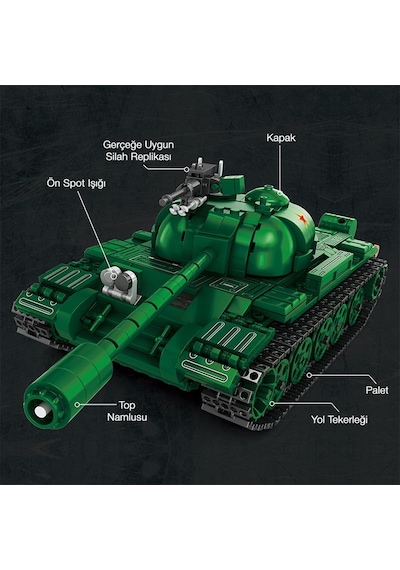 Reobrix 77035 World Of Tanks Çin Orta Tankı Type 59 Yaratıcı Yapı Blok Seti Building Blocks Chinese Medium Tank - 748 Parça