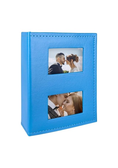Ayrex 100'lük 13x18cm. Mavi Pencereli Deri Fotoğraf Albümü