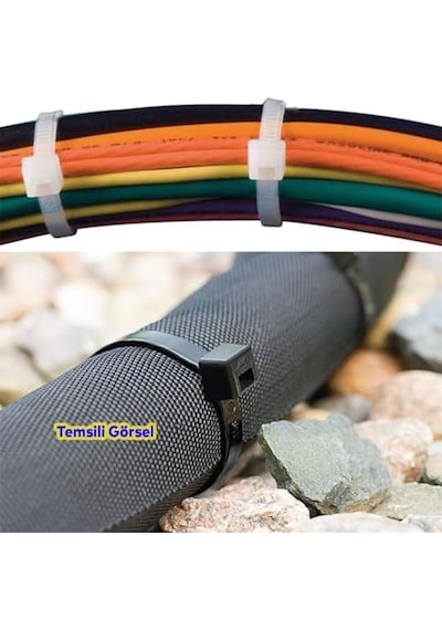 Plastik Cırt Kelepçe 100 Adet 3.6x250 Mm Beyaz Renk Zip Kablo Bağı Çok Amaçlı Bağlama 0.5 MM