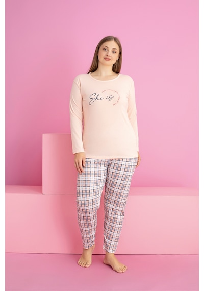 Rindahomewear Büyük Beden Süprem Pijama Takımı Bej