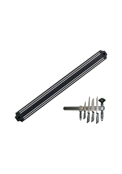 Mıknatıslı Bıçak Tutucu Stand - 38 Cm - Siyah - Paslanmaz Çelik - Mutfak Düzeni - Güvenli B çok renkli