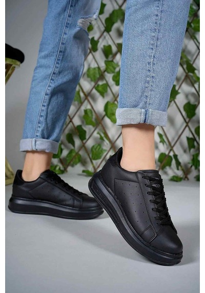 Medusa Kadın Siyah Kalın Yüksek Taban Hafif Günlük Sneaker Siyah